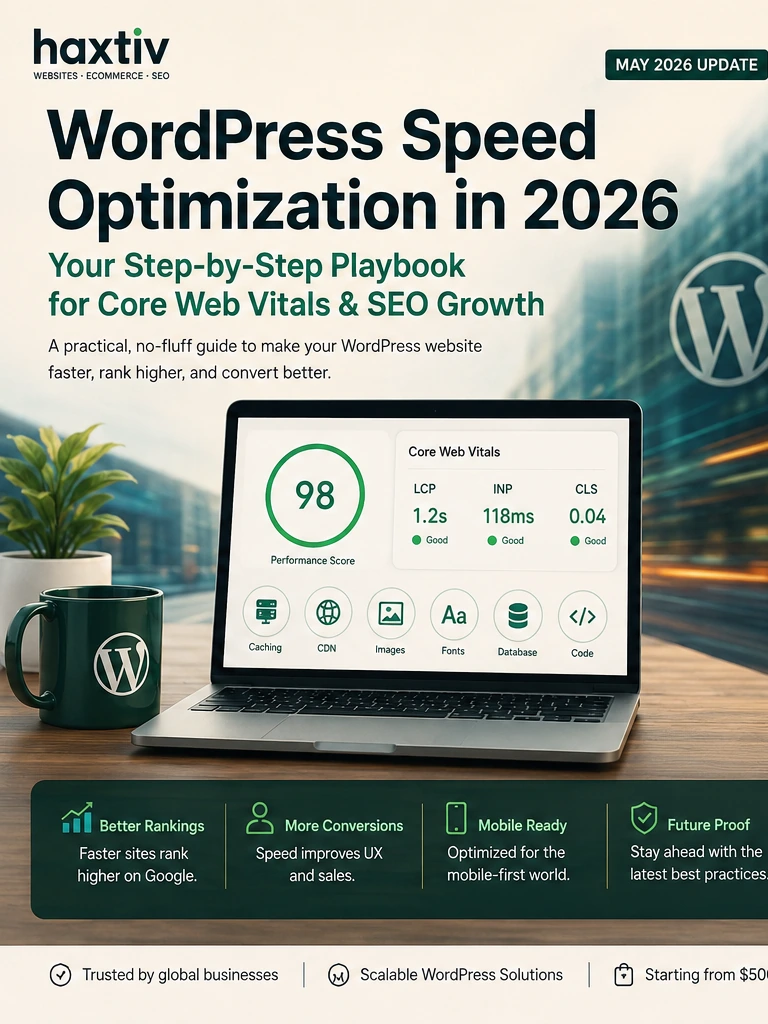 WordPress speed optimization dashboard and Core Web Vitals checklist for 2026